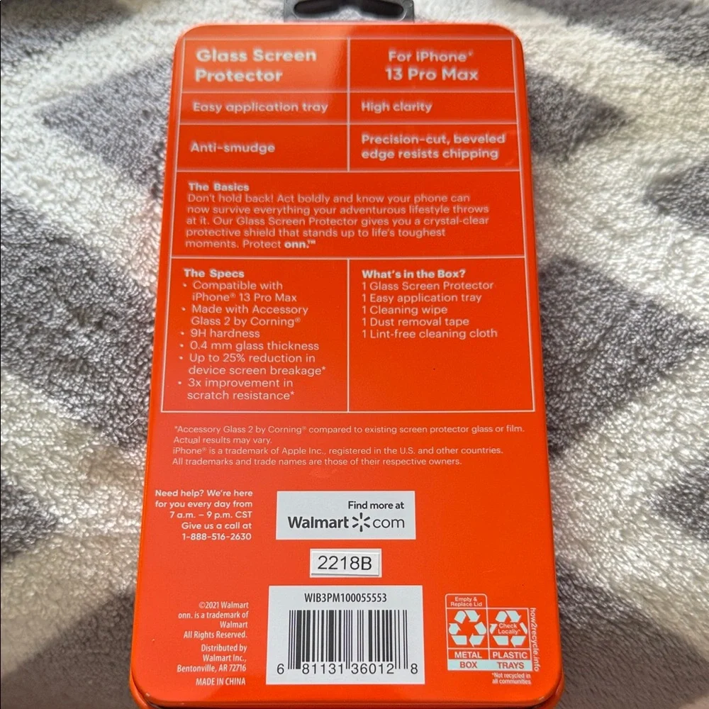 Onn. Glass Screen Protector for iPhone 13 Pro Max - NWT
